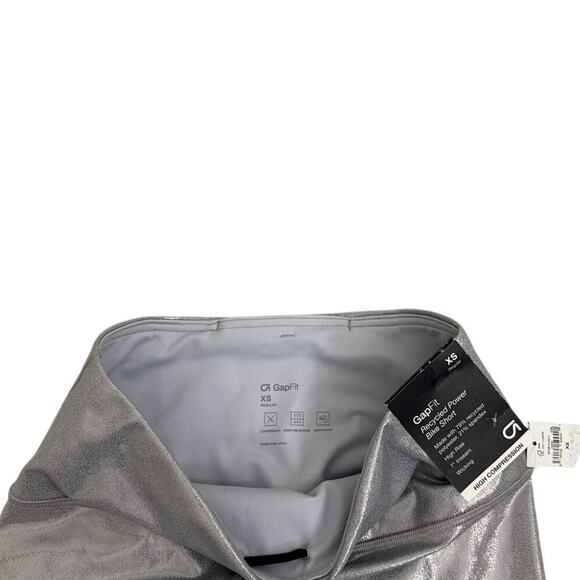 Gap Fit High Compression Silver Sparkle Bicycle Bike Shorts Size Women's XS NWT - Picture 3 of 3